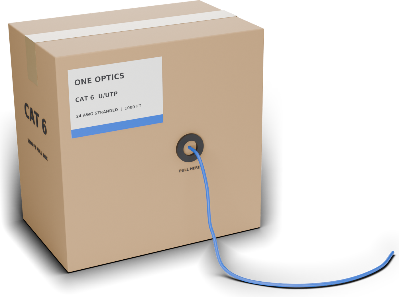 1,000 ft pull box, blue cable, front payout hole.