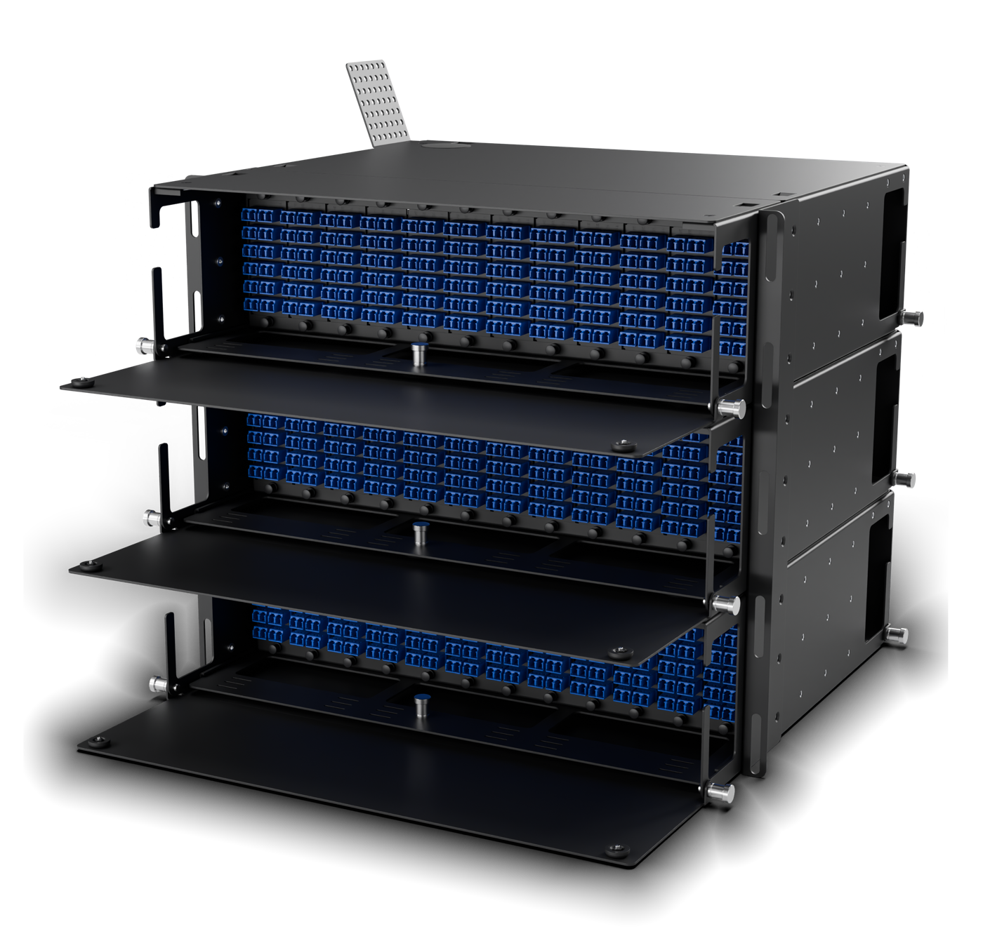 Stacked HD3U fiber enclosures, made in USA by One Optics