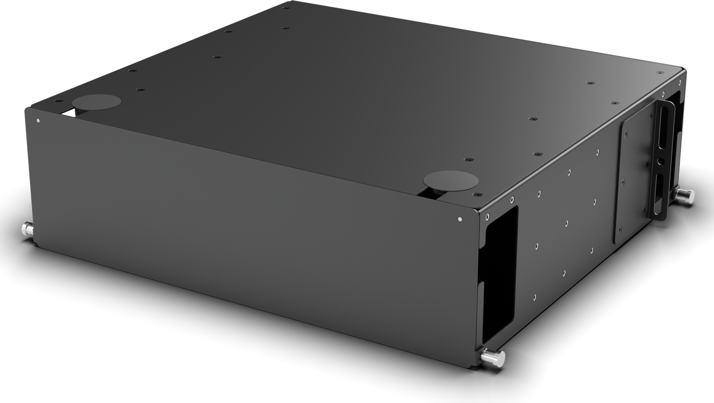 Rear view, closed: rear cable entry and lid pass-throughs.