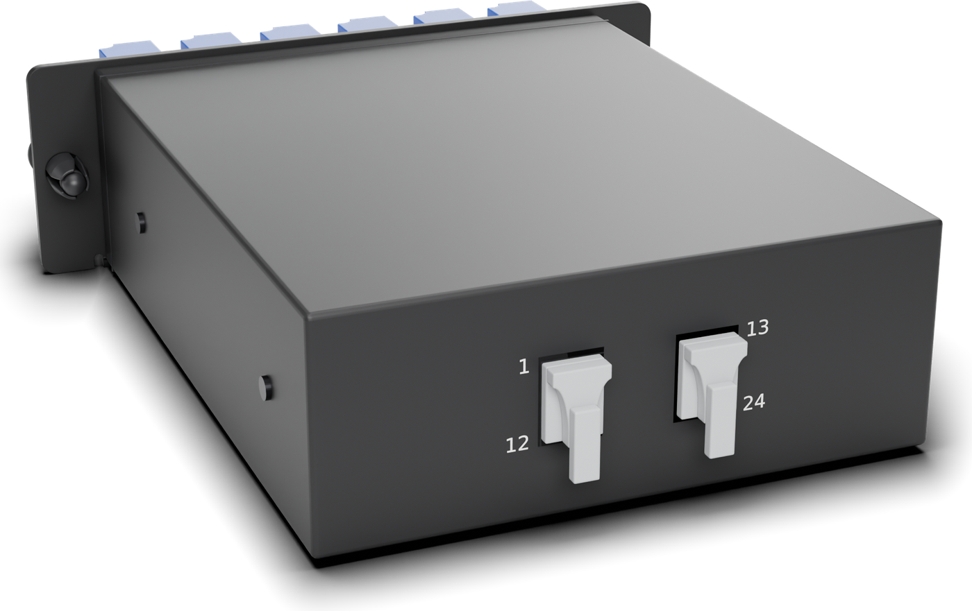 Rear: two pinned MTP-12 APC adaptors.