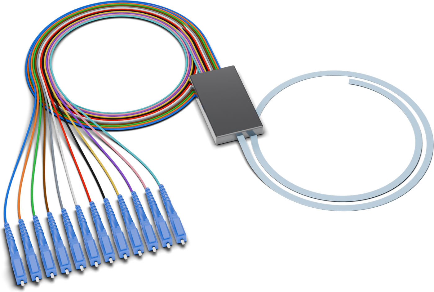 Ribbon: 12F ribbon, 18 in color-coded 900 µm fan-out.